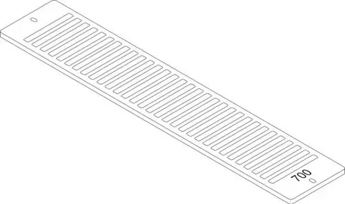 Weißes Aufsteckgitter von Bosch mit mehreren länglichen Öffnungen, geeignet für eine Montage. Das Produkt hat eine klare Form und eine glatte Oberfläche.